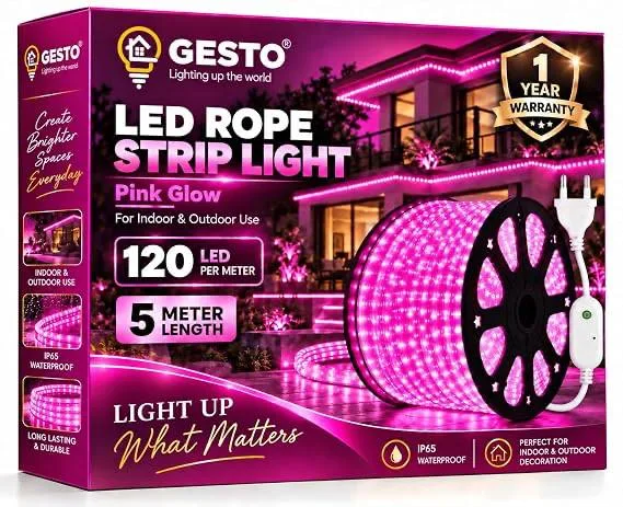 Gesto 5 Meter Pink LED Rope Strip Light at ₹299