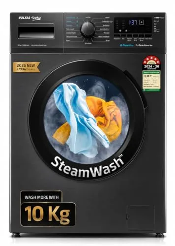 Voltas Beko, A Tata Product 10 Kg 5 Star Inverter Quick wash Fully-Automatic Front Loading Washing Machine (WFL1014B7JVBKA / AXV, Anthracite at ₹31,14