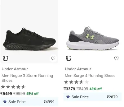 Raymond , Park Avenue & Parx Min 60%, Under armour Min 45%