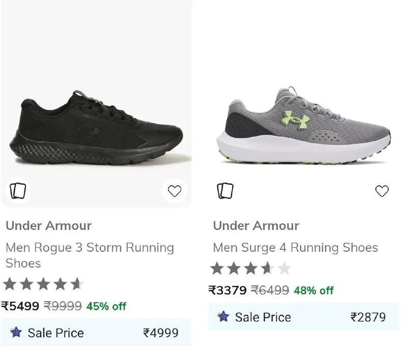 Raymond , Park Avenue & Parx Min 60%, Under armour Min 45%