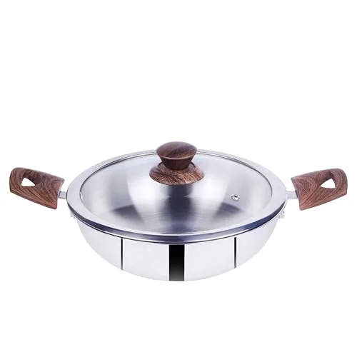 Tri Ply Kadai 22 Cm | Stainless Steel Deep Cooking Kadhai fo at ₹925