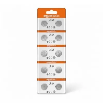 Amazon Basics Long-Lasting LR44 Alkaline Coin Cell Batteries | 1.5V Voltage | Lightweight & Portable (Pack of 10) 1 Year Warranty at ₹85