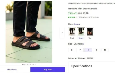 Men's Brown Sandals at ₹269