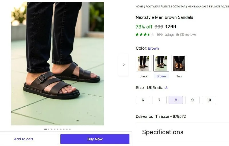 Men's Brown Sandals at ₹269