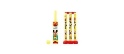 Amazon Brand – Jam & Honey Disney Mickey Mouse Plastic Cricket Set Size 1 | Lightweight | Easy-Grip Handle | Non-Toxic ABS | BIS Certified | at ₹190