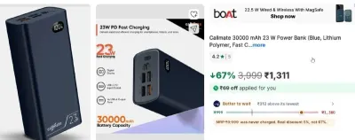 Callmate 30000 mAh 23 W Power Bank at ₹1,311
