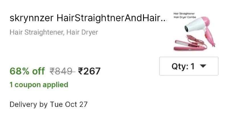 skrynnzer HairStraightnerAndHairDryerCombo Hair Straightener Dryer Combo HairStraightener Personal Care at ₹267