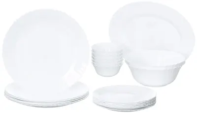 Larah by Borosil Fluted Series Snow Opalware Dinner Set at ₹1,250