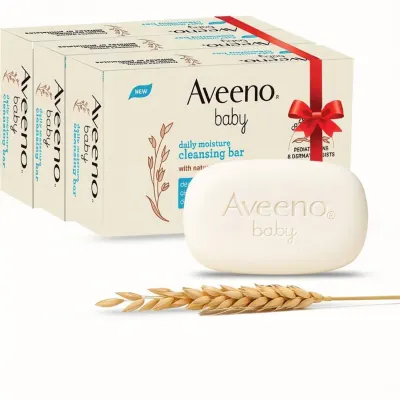 Aveeno Baby Daily Cleansing Bar Pack of 3 (White) at ₹513