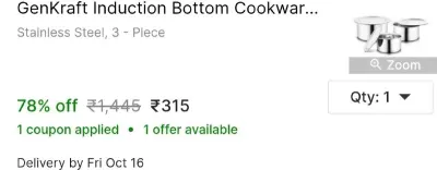 Induction Cookware Set (3 Pcs) at ₹315