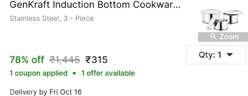 Induction Cookware Set (3 Pcs) at ₹315
