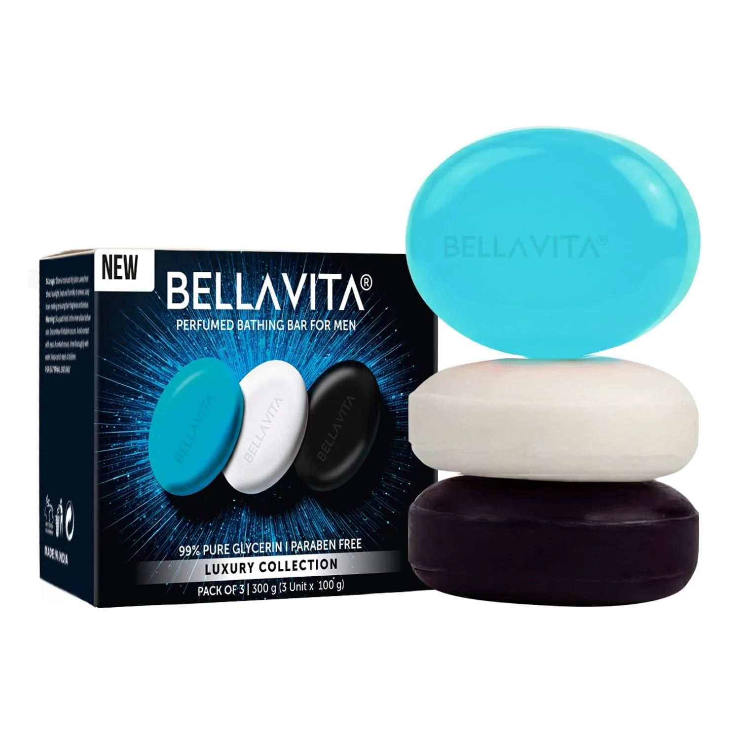Bellavita Men's Perfume Bathing Soap Bar (100g x 3) at ₹149