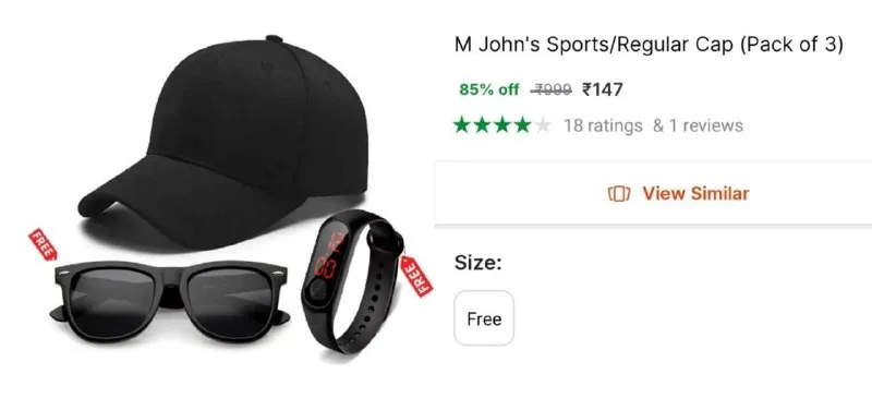 M John's Sports/Regular Cap at ₹147