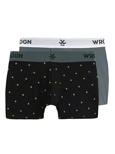 WROGN Men's Pack of 2 Pure Cotton Trunks | Solid & Printed at ₹338