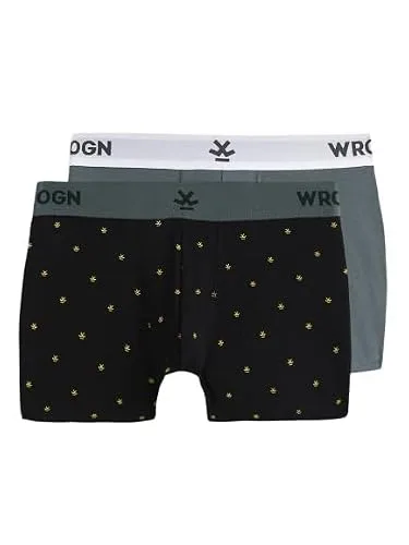 WROGN Men's Pack of 2 Pure Cotton Trunks | Solid & Printed at ₹338