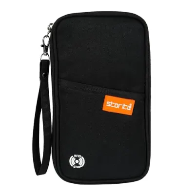 Storite RFID Blocking Travel Passport Holder Cover Case Travel Wallet Document Organiser (Black) at ₹169