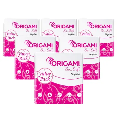 Origami 1 Ply So Soft Paper Napkins (100 Pulls x 6 Pack) at ₹448