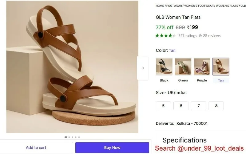 Women Tan Flats at ₹199