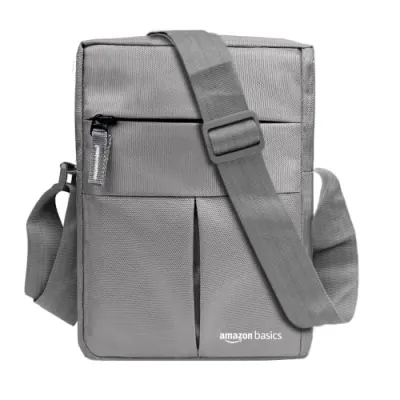amazon basics Sling Bag/Crossbody Bag with Adjustable Strap for Daily and Travel Use, Durable, Water-Resistant, Travel-Friendly (Unisex, Sil at ₹213