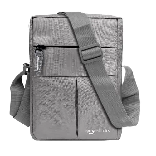 amazon basics Sling Bag/Crossbody Bag with Adjustable Strap for Daily and Travel Use, Durable, Water-Resistant, Travel-Friendly (Unisex, Sil at ₹213