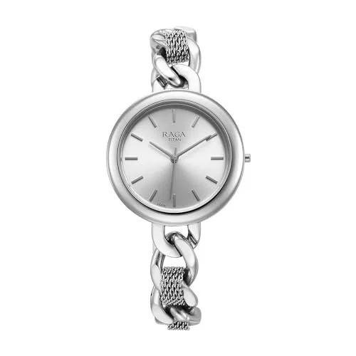 Titan Raga Showstopper Quartz Analog Silver Dial Metal Strap Watch for Women-NS95265SM01 at ₹2,998