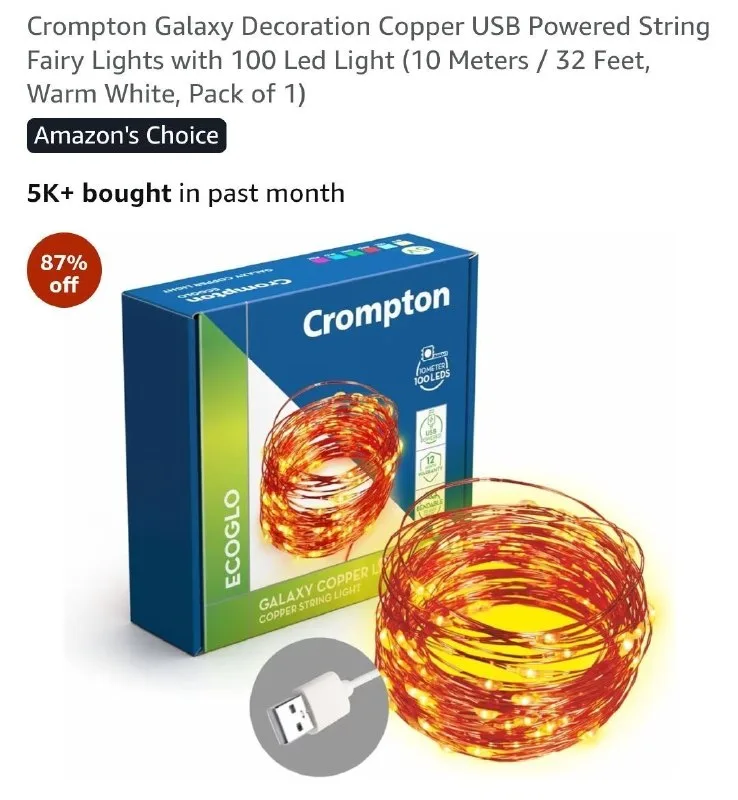 Upto 87% OFF on Crompton Galaxy Decorative String Lights