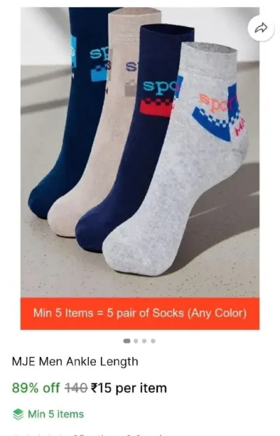 Men Socks at ₹98