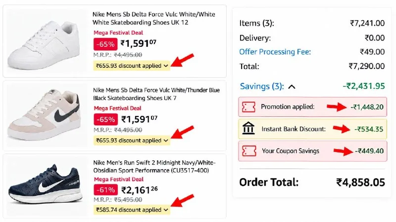 Nike Shoes Loot – 50% Off + 10% Off Coupon + Extra 20% Off + 10% SBI Discount