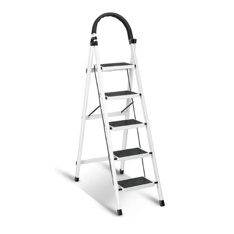 Sulfar Foldable 5-Step Ladder With Wide Anti-Slip Pedal - Sturdy Steel Folding Step Stool at ₹1,801