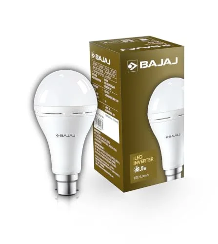 Bajaj iLED 8.5W Rechargeable Emergency Inverter LED Bulb | Cool Day Light | Upto 4 Hours Battery | B22D | (Pack of 1, White) at ₹189