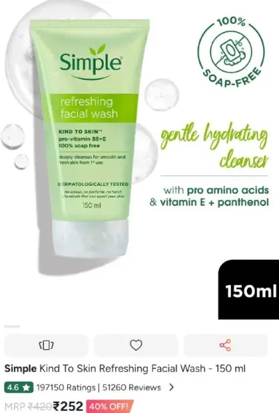 MYNTRA SIMPLE FACEWASH DEAL! – Flat 40% Off