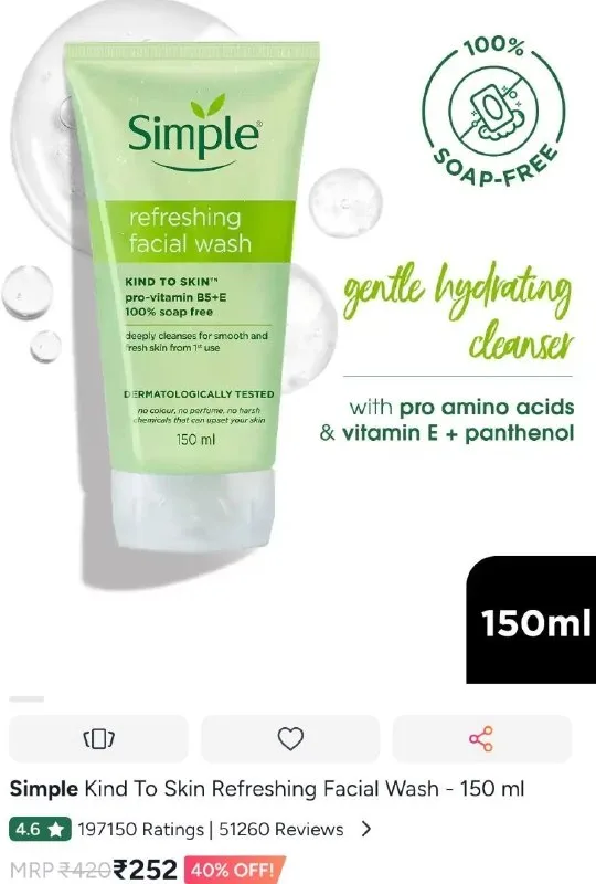 MYNTRA SIMPLE FACEWASH DEAL! – Flat 40% Off