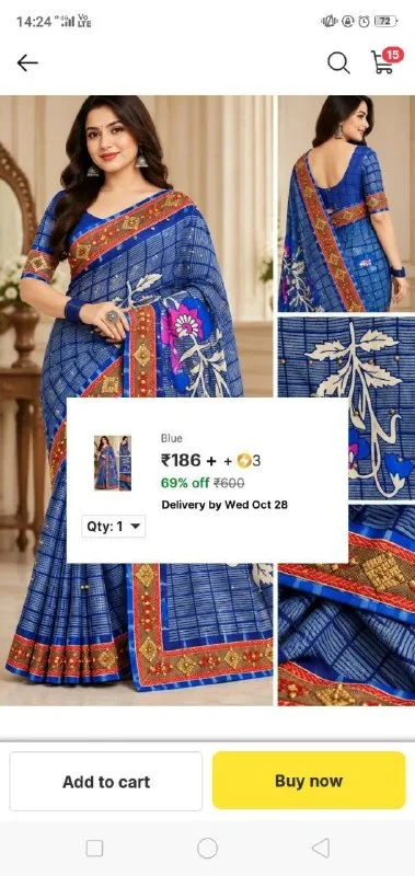 Kanhiya Floral Print Bollywood Muslin Saree at ₹189