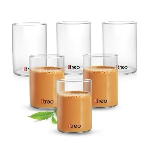 Treo By Milton Borosilicate Tea Tumbler Set of 6, 160 ml Each | Heat Resistant Glass | for Hot & Cold Drinks | Clear & Scratch Resistant | I at ₹449