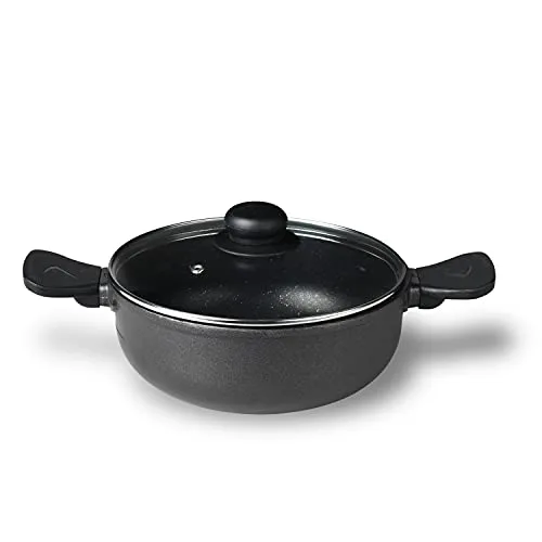 BERGNER Senator Diecast Aluminium Non-Stick Kadai with Glass Lid (Black, Diameter- 24cm, 4 L) at ₹490