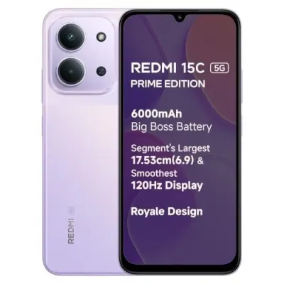 Redmi 15C 5G Prime Edition (Dusk Purple, 4GB + 128G | Massive 6000mAh Battery | Segment's Largest 17.53cm Display Up to 120Hz at ₹17,999