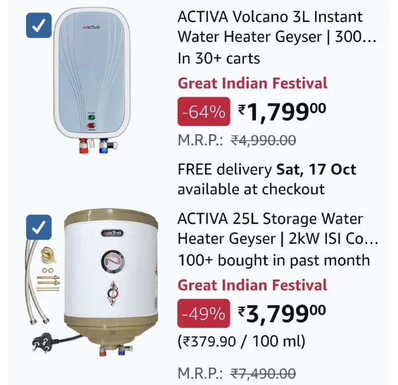 LOOT Deals On Water Geyser at ₹1,799