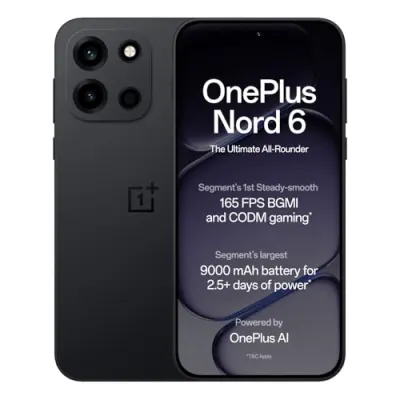 OnePlus Nord 6 | 8GB+256GB | Pitch Black | Snapdragon 8s Gen 4 | Segment's at ₹42,999