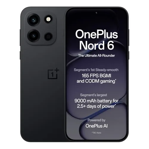 OnePlus Nord 6 | 8GB+256GB | Pitch Black | Snapdragon 8s Gen 4 | Segment's at ₹42,999