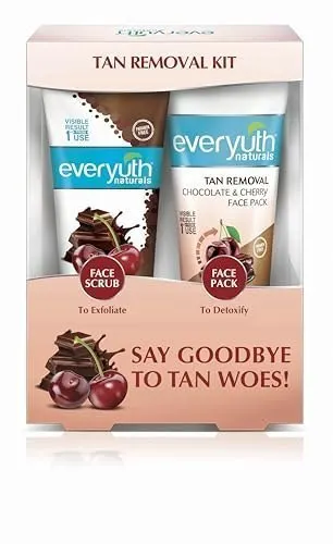 Everyuth Naturals D-Tan Choco Cherry Face Scrub & Face Pack Combo, Deep Cleansing & Tan Removal, Suitable for All Skin Types, 100g Each (Pac at ₹226