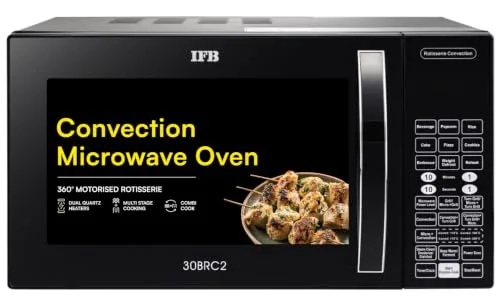IFB 30L Convection Microwave Oven with 360 Degree Motorized Rotisserie 101 Auto Cook Menus (30BRC2, Black, Auto Defrost, Grill Mode, Combi-C at ₹12,666