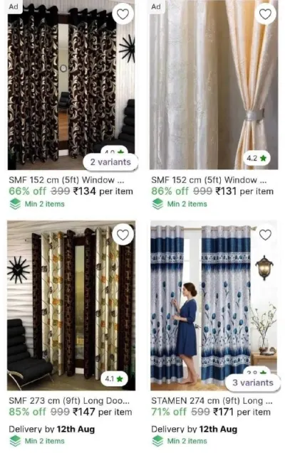 Flat 85% Off on Window Curtains