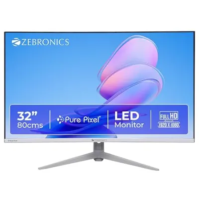 Zebronics 32Inch FHD Curved Gaming Monitor, 250 nits, 100Hz, 1080p, 16.7M Colors, USB, HDMI/VGA Dual Input, Built-in Speakers, Ultra-Slim Be at ₹10,79