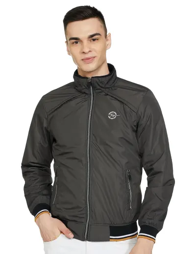 THE INDIAN GARAGE CO Men's Slim Fit Solid Bomber Jackets at ₹619
