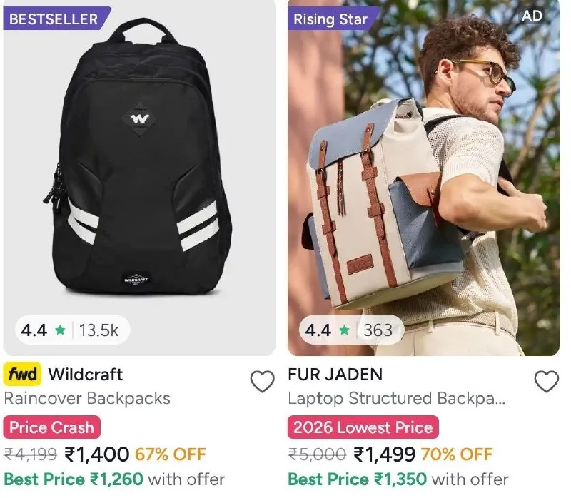 Myntra Loot | Upto 76% Off on Backpacks