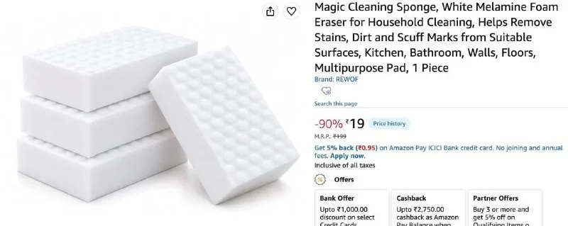 Magic Cleaning Sponge at ₹19