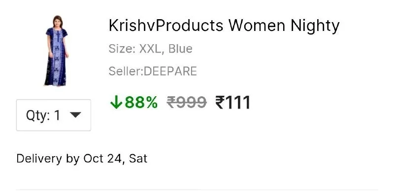 Women Nighty at ₹111