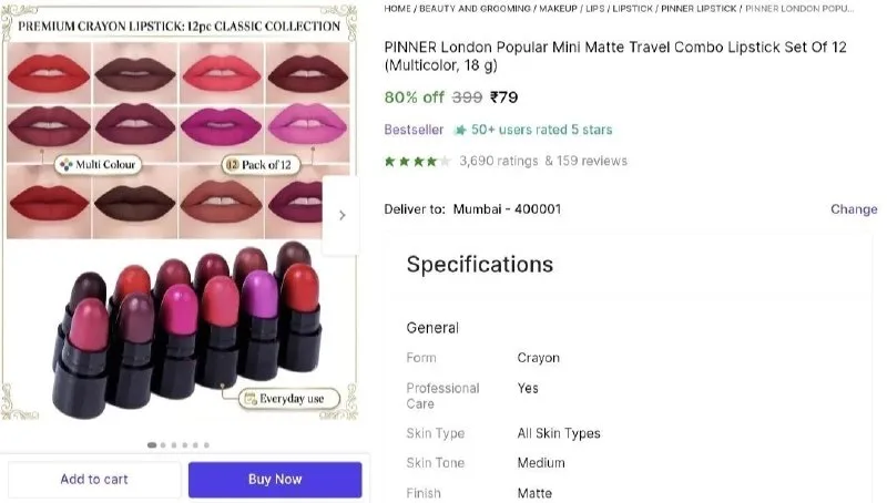 Set of 12 Lipstick at ₹79