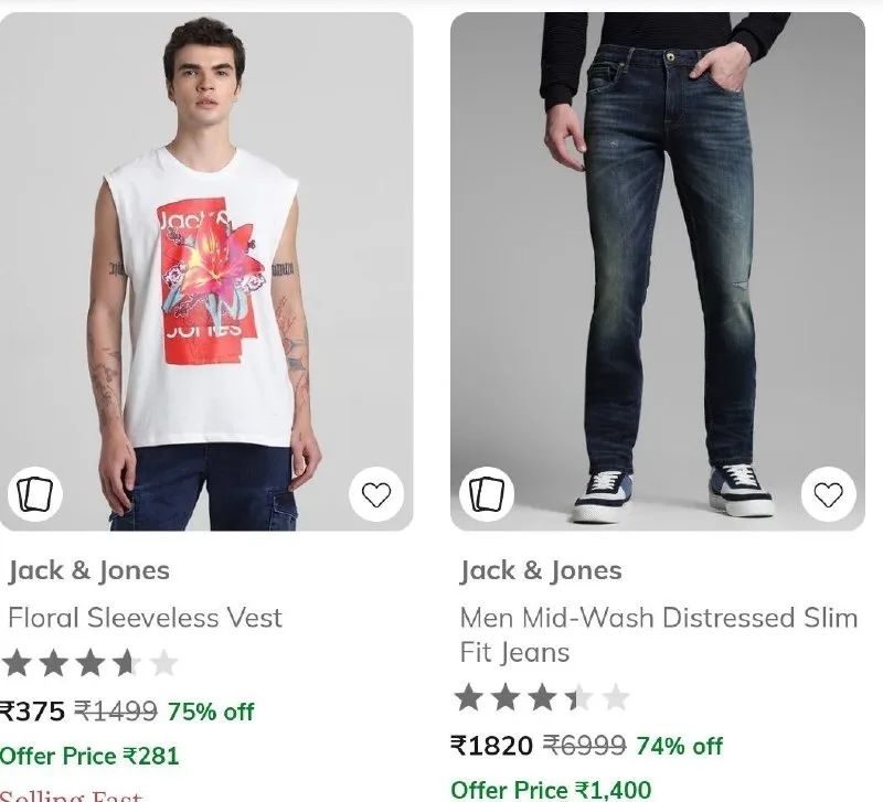 Upto 85% Off on Jack & Jones Clothing