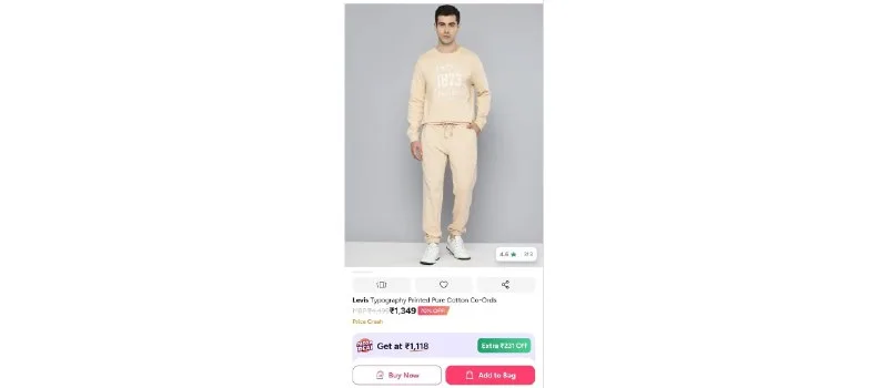 Levis Co Ord Set at ₹1,247